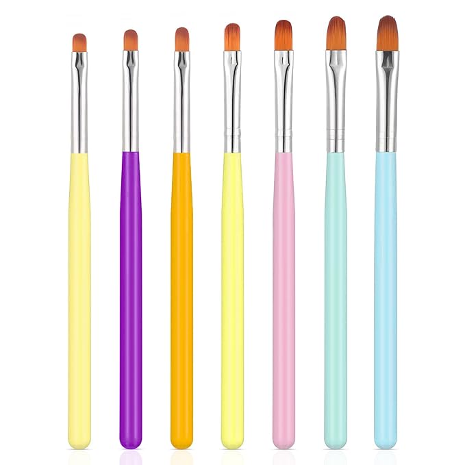 SILPECWEE 7pcs Acrylic Nail Brush Nail Clean Up Brush Polish Remover Brush Nail Design Brushes Extension Gel Brush Nail Polish Brush Nail Painting Kit Manicure Brush Nail Art Tools