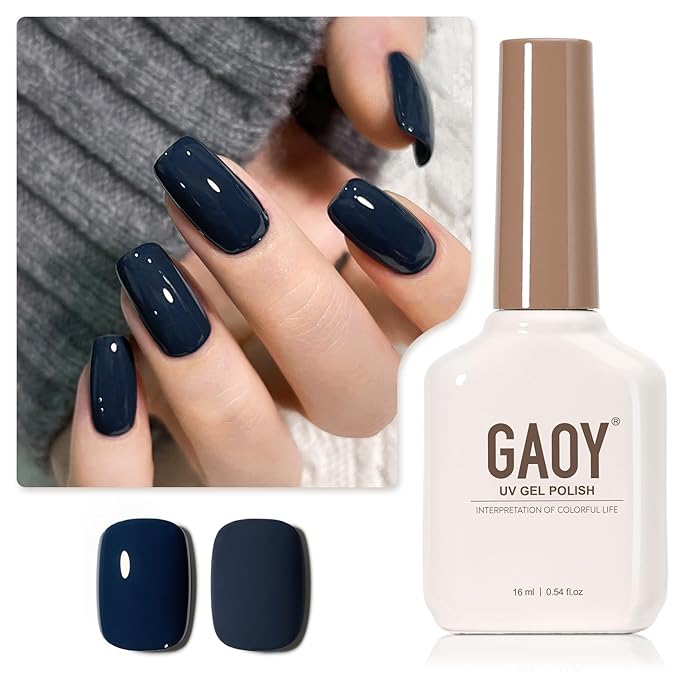 GAOY Blue Gel Nail Polish, 16ml Soak Off Gel Polish, UV Light Cure for Nail Art DIY Manicure at Home, 2115 Navy Blue