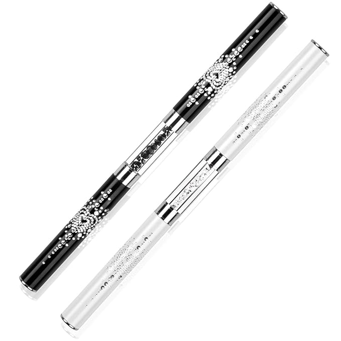 2Pcs Dual-ended Nail Design Brushes Rhinestone Handle UV Gel Nail Brush Set Professional Nail Art Tools