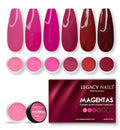 Legacy Nails Professional COLLECTION Acrylic Powder Kit 6 Colors Nail Art Set for Manicure DIY for Dip & Acrylic Nail Extensions (MAGENTAS COLLECTION)