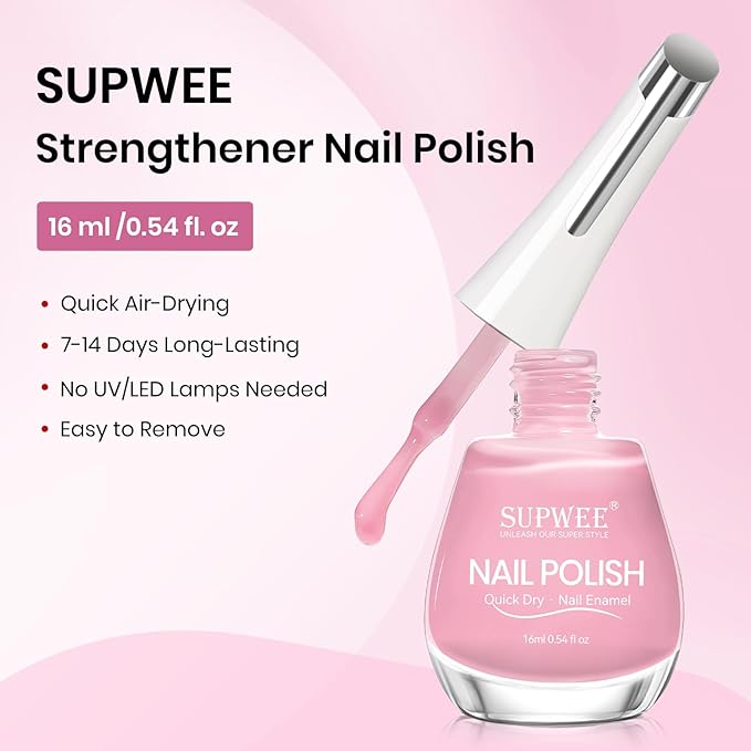 Regular Pink Nail Polish Quick Dry,Air Drying Fast Finger Nail Lacquer Non Gel Glossy Salon Manicure DIY at Home 0.54 fl.oz