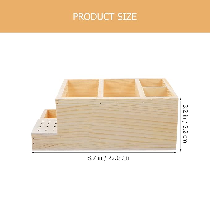 Beaupretty Box grinding head storage box name cards holder nail tool storage case nail salon drill bits container nail tool display stand makeup brush nail bit wooden drill rig manager