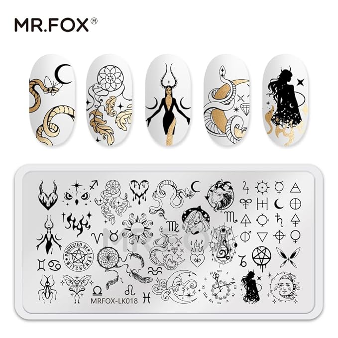 5 Pcs Nail Plates Stamping Set Starry Star Moon Esoteric Elements Nail Art DIY Stamping Template
