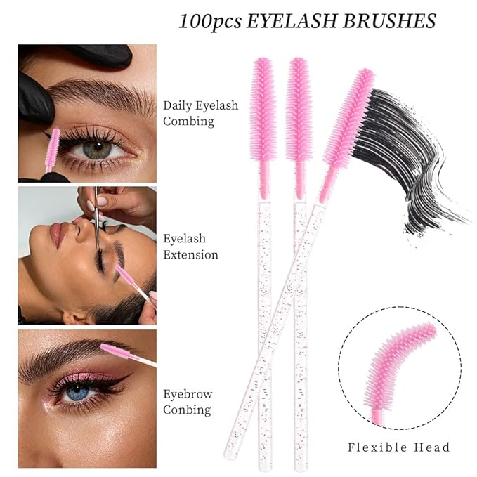 300 Pack Disposable Spoolies Brushes Sets Mascara Wand Lip Brushes Cotton Swab for Eyebrow Eyelash Extension Tattoo Lipstick Applicator