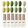 GAOY Green Gel Nail Polish Set, 6 Colors Dark Green Yellow, UV Cure Gel for DIY Manicure at Home