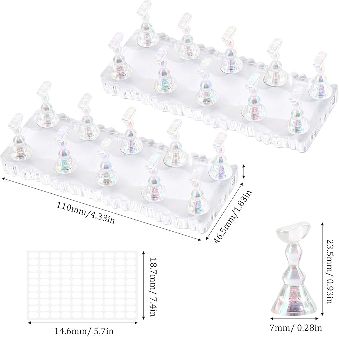acDesign 2Pcs Nail Stand for Press Ons Magnetic Acrylic Nail Stand With 100Pcs Reusable Putty， Crystal Holders Nail Stands for Nail Art Practice