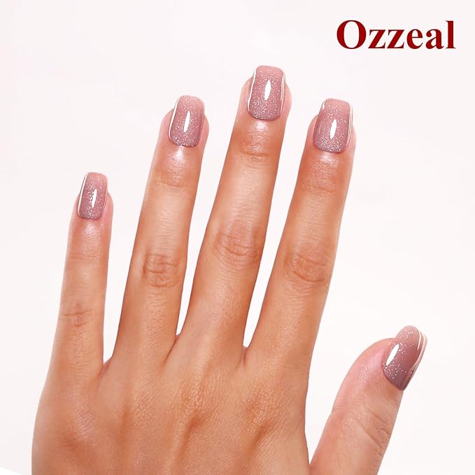 Glitter Gel Polish,Nude Mauve Pink Iridescent Glitter Gel Nail Polish Sparkle Shimmer Fall Winter Rainbow Soak off LED UV for Art DIY Manicure 15ML