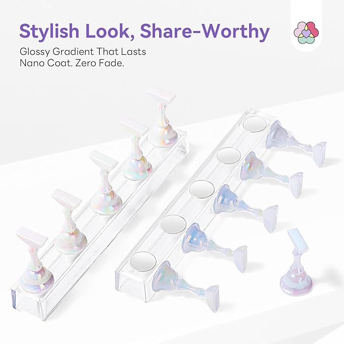 SAVILAND Nail Holder for Painting Nails: 3PCS Nail Stand Strong Magnetic Nail Stand for Press Ons Nail Stand for Nail Art Aurora Nail Holder Press on Nail Stand 40Pcs Reusable Putty Acrylic Nail Tools