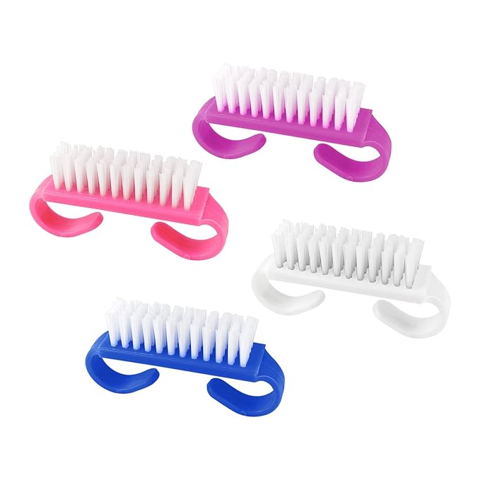 Handle Grip Nail Brushes, 4 Pack Travel Size Nail Brush for Cleaning Fingernails, Colorful Hand Scrub Cleaning Brushes