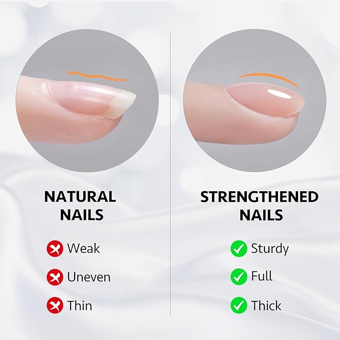 GAOY 2 Pcs 16ml Clear Builder Gel for Nails, Nail Strengthener in a Bottle, Nail Extension Hard Gel, Soak Off Long Lasting UV Light Cure, Base Coat Top Coat Needed