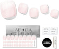 Semi Cured Gel Nail Strips – 32 Pcs Gel Pedicure Stickers - UV Nail Wraps for Toenails, Easy Application, Long Lasting, Salon Quality & UV Light Required - Be Rosy P