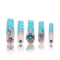 LOVFUL Press on Nails The Heart of the Ocean| Handmade with Full Covered Crystals| Reusable Fake Nails| Square Mid length 1.7in| H254-L