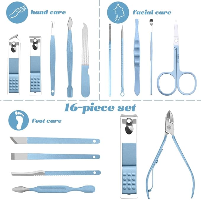 Nail Set,Toenail Clippers,Nail Kit for Beginners with Everything,Nail Scissors,Nail Clippers for Seniors,Manicure and Pedicure Kit,Nail Care Kit,Manicure Set Women,Tweezers for Men,Metal Nail File