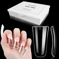 Long Duck Nail Tips No C Curve Flat Duck Nails, 240Pcs Long Duck Feet Nail Tips Clear Y2K Press on Nails 12 Sizes Full Cover False Nails for Manicure Salon and Home DIY