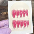 Handmade Almond Press on Nails Curved Short Eagle Claw False Nails Pink Nail Press ons Muti-Layer Gel Luxury Dragon Claw Handmade Nail Cute False Nails for Women (Size S)