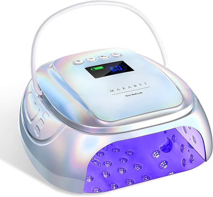 Makartt UV Nail Lamp – 30W Fast Curing UV Light with Handle Rechargeable Cordless Nail Dryer for Gel Nail Polish with 45 Beads Dual Lights 4 Timers LCD Smart Sensor for Nail Art Design(Plating Silver)