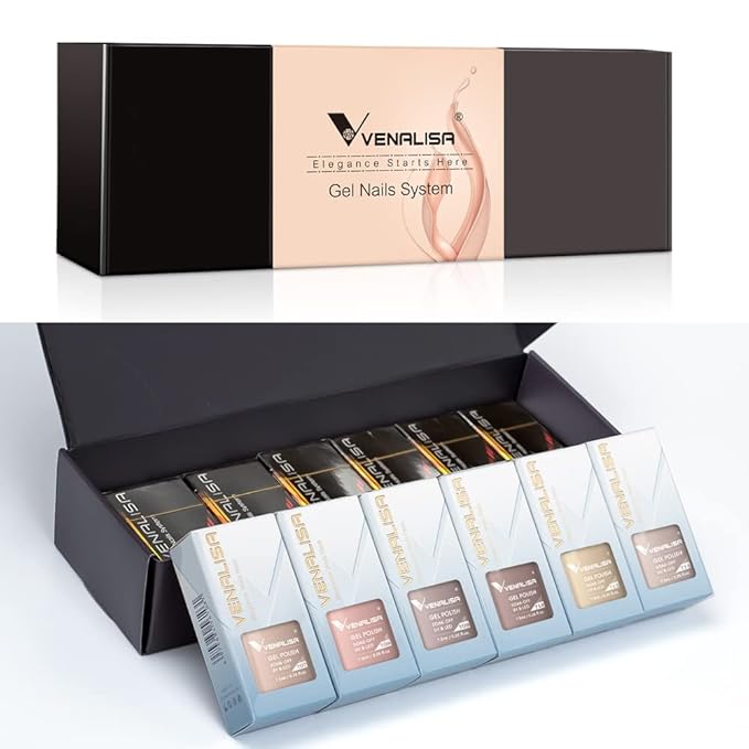 VENALISA Gel Nail Polish Set - 12 Pcs 7.5ml Nude Light Pink All Seasons Skin Tones Neutral Pink Brown Gel Polish Kit, Soak Off UV LED Gel Polish Set Nail Art Salon Manicure DIY Gifts