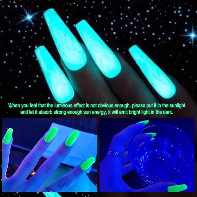 8 Colors Polygel Nail Luminous Poly Gel Nail Kit, Nail Extension Poly Gel Glow In The Dark Builder Gel for Nails Art Professional Neon Manicure Polygel Nail for Women DIY