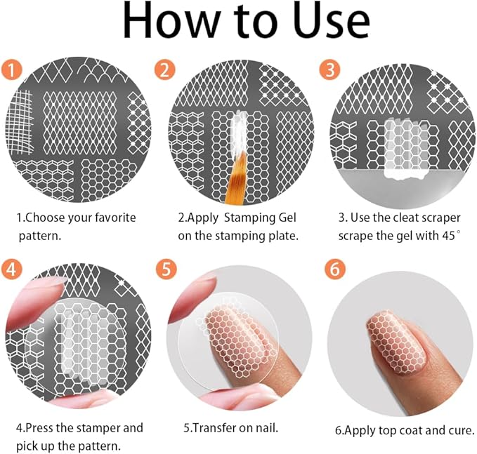 PH PandaHall 3pcs Geometric Grid Nail Stamping Plate Line Texture Nail Art Templates Rhombic Grid Nails Arts Stencils Nails Image Plates with Stamper and Scrapers for DIY Print Manicure Salon Design
