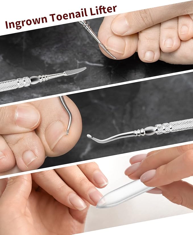 Toenail Clippers, WONSIM 4Pcs Toenail Clippers for Seniors Thick Toenails Heavy Duty Stainless Steel, Sturdy Sharp Toe Nail Clippers Nail Cutters Professional Ingrown Toenail Removal Kit for Men Women
