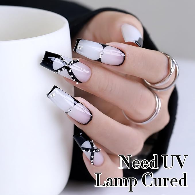 Double Rhythm 2 Pcs 15ml UV Gel Polish Set Pure White And Black Color Gel Nail Polish Kit Nail Art Salon DIY (Black and Milky White-A1015+A1075)