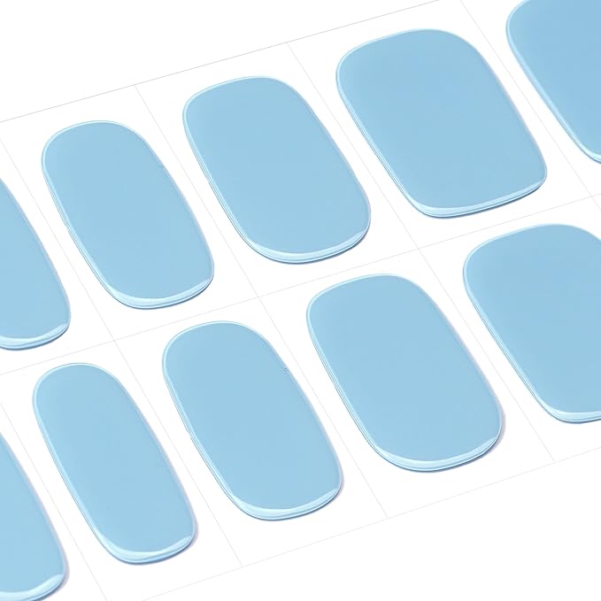 DANNI & TONI Semi Cured Gel Nail Strips Light Blue (Azure Horizon) Spring Summer Gel Nail Wraps UV Nails 28 Stickers Gift for Women