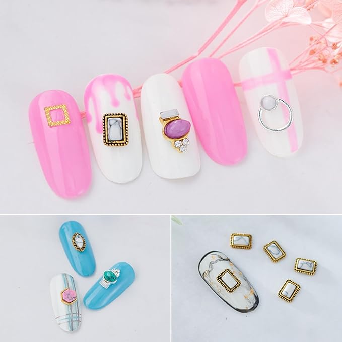 Turquoise Nail Art 3D Nail Products with Hollowed Out Design Nail Accessories Western Nail Art Retro Pendants Suitable for DIY Nail Art (20pcs)