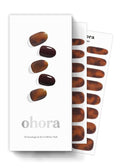 ohora Semi Cured Gel Nail Strips (N Pumpkin Swirl) - Brown, Marble, Works with Any UV/LED Lamps, Salon-Quality, Long Lasting, Easy to Apply & Remove - Includes 2 Prep Pads, Nail File & Wooden Stick