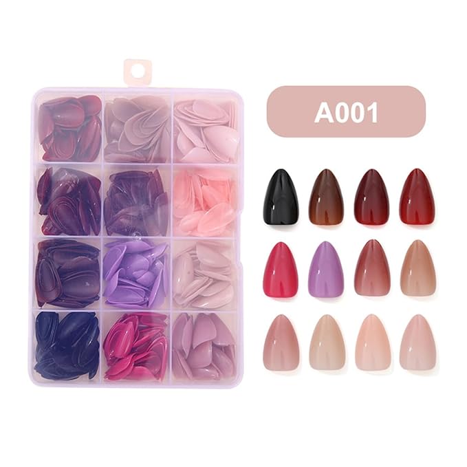 360Pcs Press On Nails Short Almond Fake Nails Press Ons Set Solid Color False Nails Full Cover Acrylic Glue on Nails Reusable Glossy Artificial Nail Kit for Women Girls Manicure 12 Color