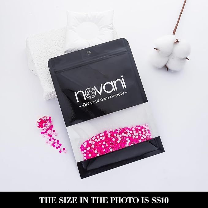 Novani 3000 Pieces Flatback Rhinestones Glass Round Gems Neon-Rose Crystals for Nail Art DIY Crafts Clothes Shoes,SS10,2.7-2.9mm