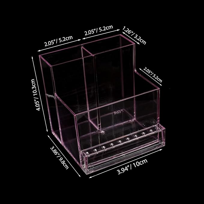 ANGNYA Nail Drill Holder Grinding Bit Storage Box, 10 Holes Transparent Nail Drill Bit Holder Plastic Nail Drill Tool Organizer Manicure Tools Display Box for Nail Tech Supplies(Pink)