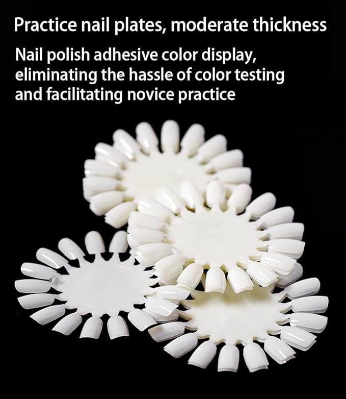 10 Pcs White 18 Tips Display Plastic Nail Art Polish Palette Wheels, False Nail Art Tips Practice Display Board for 360 Color Deft and Professional,Practice Nail Tips