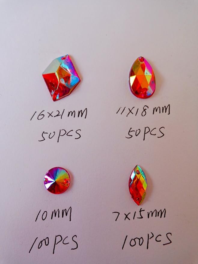 300pcs Mixed Shape Size deep Blue Crystal sew on Rhinestones Acryl Loose Beads Hand Sewing Strass