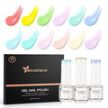 Nicedeco Gel Nail Polish Nail 12 Colors, Hema Free, Cruelty Free, Vegan, Pastel Pink Yellow U V Gel Manicure DIY Home for Women Girls Kit 10