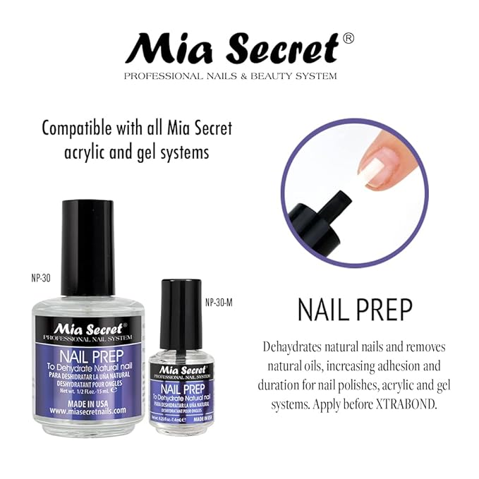 Mia Secret Professional Natural Nail Prep Dehydrate and Xtra Bond, Acid-Free Primer Set. Superior Bonding Primer for Acrylic Powder and Gel Nail Polish. Nail, Long-Lasting.
