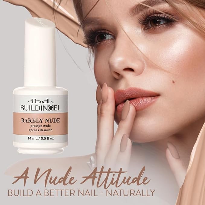 IBD Building Gel, Hard Gel Nail Extension, Barely Nude, Soak-Off, Nail Builder Strengthener, 0.5 fl oz