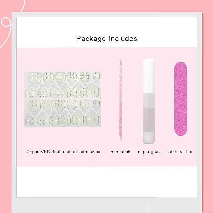 24PCS Sheer Pink Press On Nails - Pearlized Square Medium Length with Rose Quartz Chrome Finish, Glazed Fake Nails for Bridal & Vacation Wear (Blush Frost & Moonlight Sheer)
