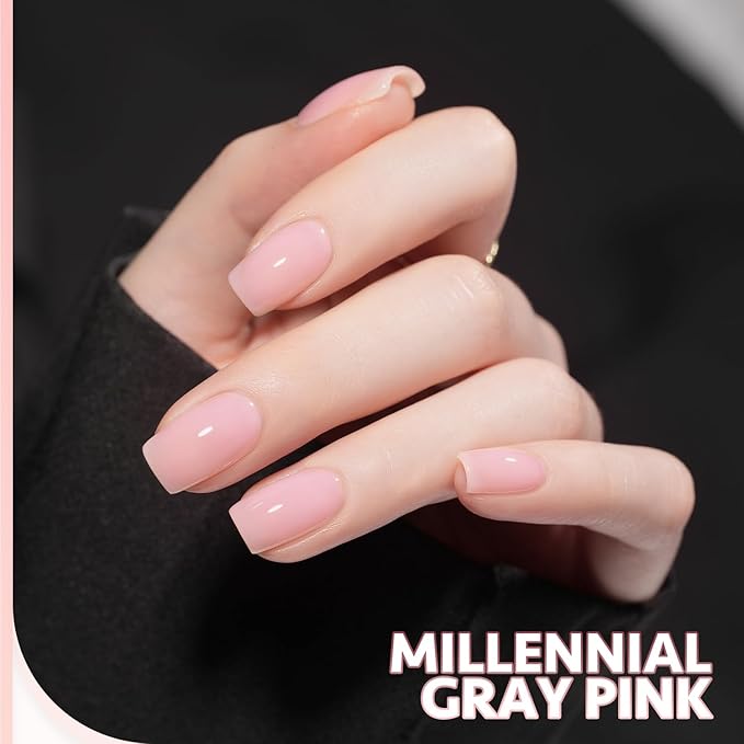 GAOY Gray Pink Jelly Gel Nail Polish of 6 Milky Nude Pink Black Whiter Colors Sheer Gel Polish Kit for Salon Manicure and Nail Art DIY at Home