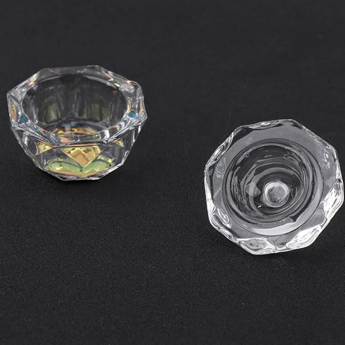 Beaupretty 3pcs Manicure Bowl Set Crystal Nail Art Liquid Cup Lid for Nail Polish Mixer Gel Polish Professional Manicure Supplies