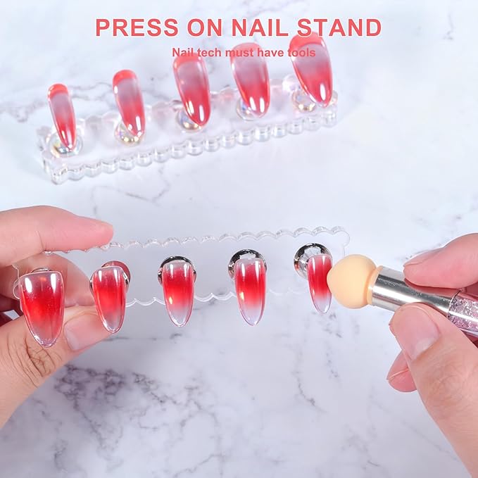 Magnetic Nail Display Stand - Acrylic Nail Holder for Painting, Press On Nail Stand with Strong Magnets, Nail Art Practice Hand Stand