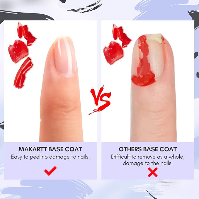 Makartt Peel Off Base Coat, 15ml UV Gel Base Coat Nail Polish Peelable Base Gel for Takeoff Solid Gel Builder for Nails Trial Kit Nail Extension UV Nail Glue for Acrylic Nails Rhinestones Gel 3D Nail