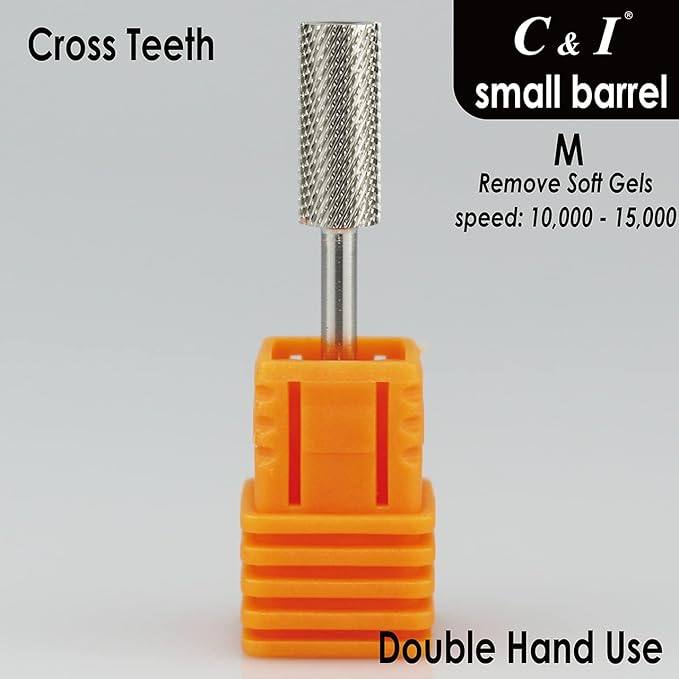 C & I Small Barrel Nail Drill Bits, Professional Electric File for Manicure Drill Machine, Nail Gels Remove, 3/32” (Medium -M)