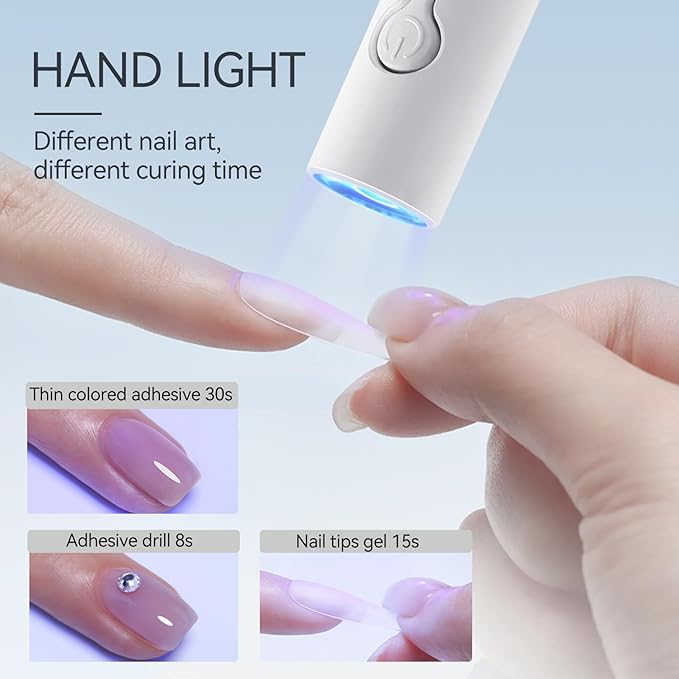 Born Pretty Mini U V Nail Lamp,Handheld Gel Polish Dryer,USB Rechargeable & Eye-Safe,Quick Cure for Gel Nails, Rhinestone Glue & Nail Art,Lightweight & Travel-Friendly
