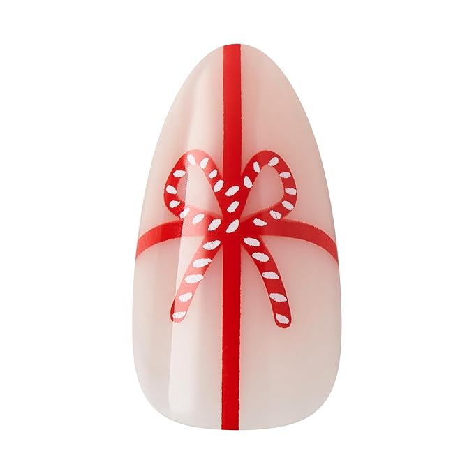 KISS Voguish Fantasy Holiday Press On Nails Almond, ‘Warm n Cozy’, Nude, Medium Length, No Damage To Natural Nails, Pink Gel Nail Glue (2g), Mini Nail File, Manicure Stick, & 28 Fake Nails