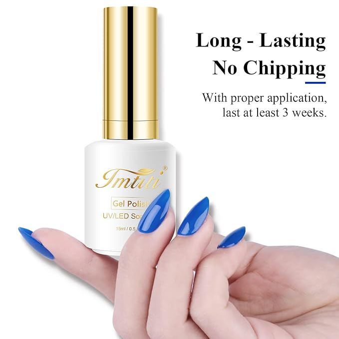 Imtiti Gel Nail Polish, 0.5 Fl Oz Royal Blue Color Gel Polish Soak Off LED U V Nail Gel Polish Nail Polish DIY Nail Art Starter Manicure Salon Gel Nail Kit for Women Girls
