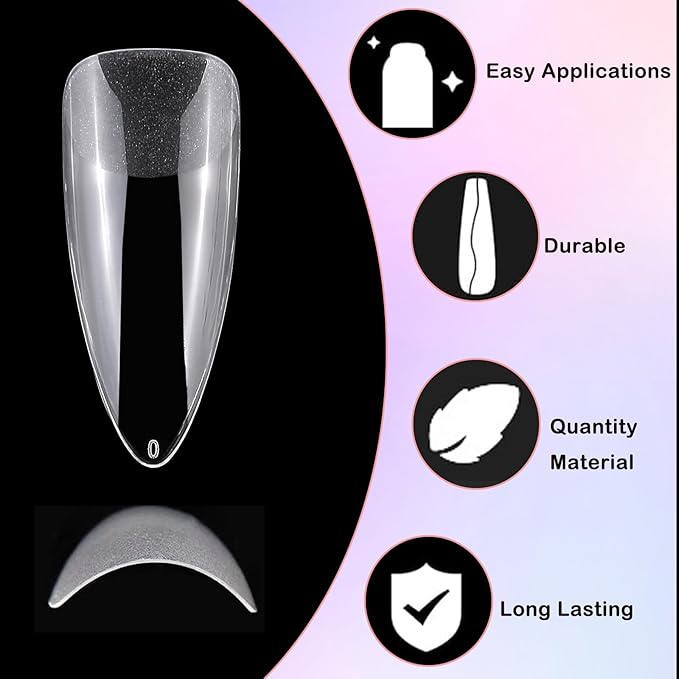 LoveOurHome 600pc Medium Stiletto Nail Tips Fake Nails, Clear Press on Nails Medium Gel Nail Tips Stiletto Acrylic Nails Pointy False Nails Clear Artificial Fingernail for Gel Nail Extension