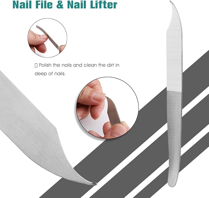 BEZOX Ingrown Toenail Removal Blades and Foot Callus Knife - 3 Different Blades Pedicure Knives with Toenail Lifter and Thick Nail File - Blue