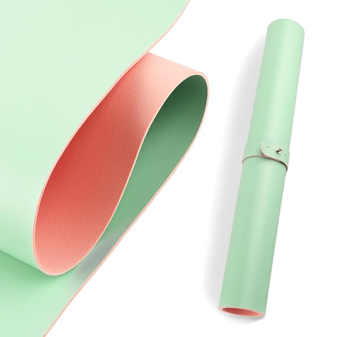 Foldable Nail Mat, Waterproof Manicure Pad 23.62x15.75 Inch | Perfect for Manicure at Home or Salon | Easy to Clean, Portable Design (Green+Pink)