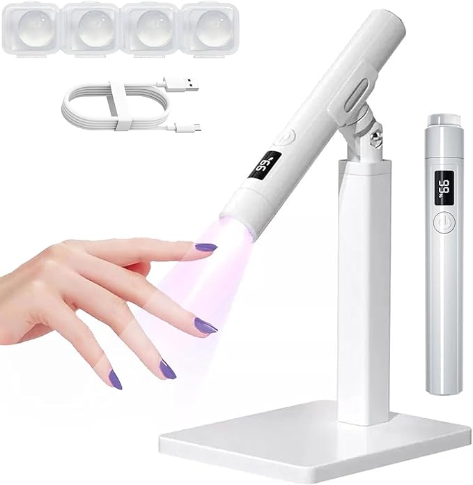 3-in-1 Handheld UV Nail Light Kit - Portable Stand with LCD Display - Cordless UV LED Nail Lamp for Home DIY Manicure