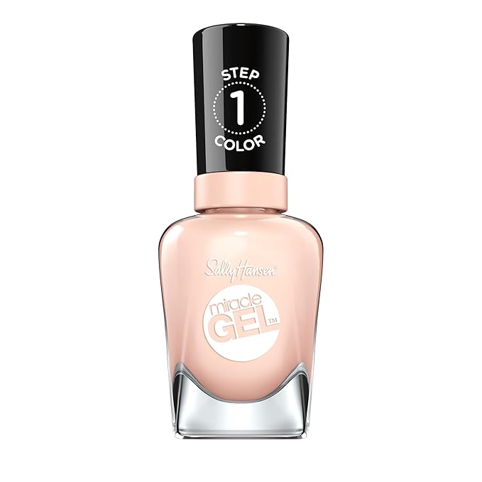 Sally Hansen Miracle Gel Salon Quality Nail Polish | Gel-Like Formula, Two-Step System, No UV Light Needed, Long Lasting | Sheer | 187 Sheer Happiness | Translucent Pale Pink Nail Polish